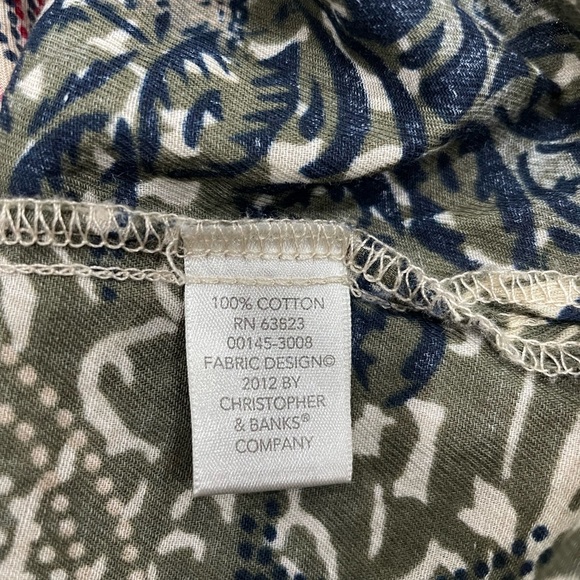 Christopher & banks multi color floral button down shirt with ruffles - Picture 8 of 11